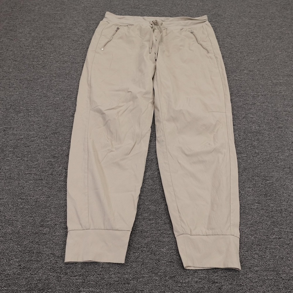 Athleta Jogger Pants Womens 14 Beige Trekkie North Zip Pockets Drawstring Hiking